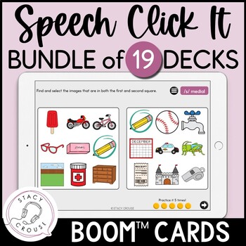 Preview of Articulation Games Speech Therapy BOOM™ CARDS BUNDLE Digital Activities Click It