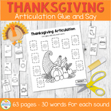 Thanksgiving Articulation Glue and Say Speech Therapy Activities