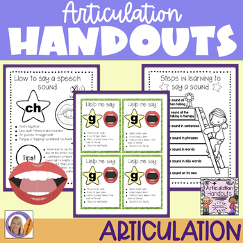 Preview of Articulation Handouts for speech and language therapy/homework