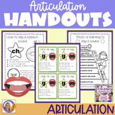 Articulation Handouts for speech and language therapy/homework