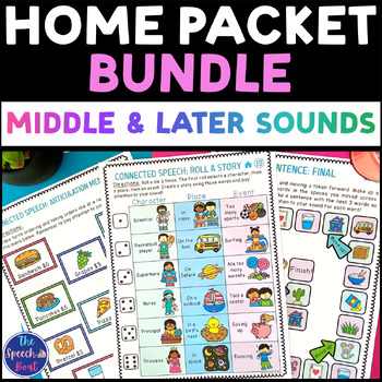 Preview of Articulation Home Packet MIDDLE/LATER SOUNDS Bundle Home Program Speech Therapy