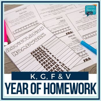 Preview of Articulation Homework Flipbooks Set 1 (K, G, F, V)