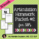 Articulation - Homework Packet # 2 for Speech-Language The