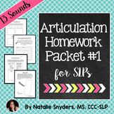 Articulation - Homework Packet for Speech-Language Therapy