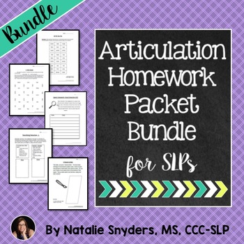 Preview of No Prep Articulation Homework 1, 2, & 3 BUNDLE