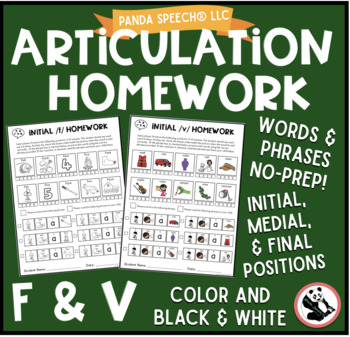 Preview of Articulation Homework for /f/ & /v/: Word and Phrase Levels