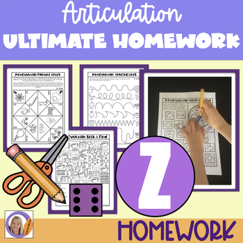 Preview of Articulation Homework /z/: Ultimate Articulation Homework