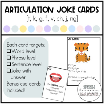 Articulation Joke Cards Middle 8 T K G F V Ch J Ng Tpt
