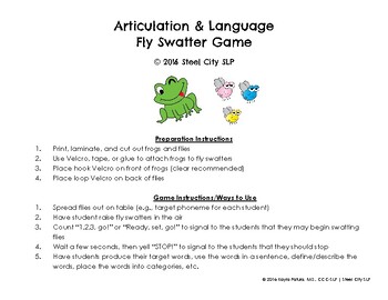 Articulation & Language Fly Swatter Game by Steel City SLP