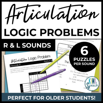 Preview of Articulation Logic Problems R & L | NO-PREP Speech Therapy Brain Teaser Puzzles