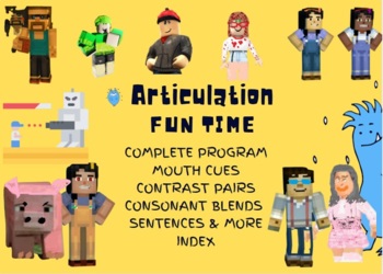 Preview of Articulation Minecraft Roblox Inspired Fun Mouth Cues Minimal Pairs Blends More!