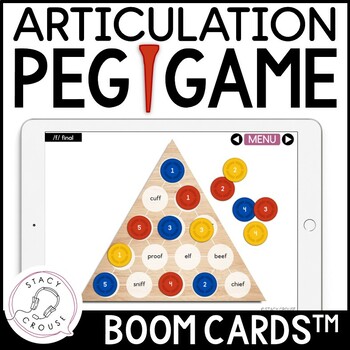 Preview of Peg Articulation Game Middle School High School Speech Therapy BOOM CARDS™