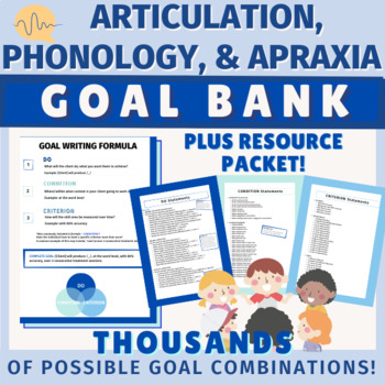 Preview of Articulation, Phonology, & Apraxia Speech Therapy GOAL BANK plus RESOURCE PACKET