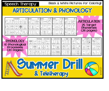 Preview of Articulation & Phonology Summer Homework &/or Teletherapy - Speech Therapy