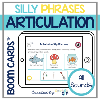 Preview of Articulation Phrases for Speech Therapy | Boom Cards™️ 