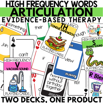 Preview of Speech Therapy Articulation Playing Cards with High-Frequency Words, USE FOREVER