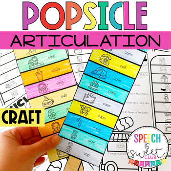 Preview of Summer Speech Therapy Activities | Articulation Popsicle Crafts | End of Year