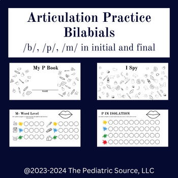 Preview of Articulation Practice- Bilabials NO PREP speech therapy