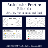 Articulation Practice- Bilabials NO PREP speech therapy