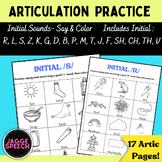 Preview of Articulation Practice - Initial Sounds Coloring Sheets - Say and Color