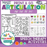 Articulation Activities Print & Go - S, Z, R & L