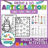 Articulation Activities Print & Go - SH, CH, TH, J