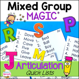 Articulation Quick Lists for Speech Therapy Mixed Groups