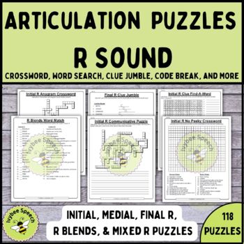 Preview of Articulation R Activities Puzzles for Older Students