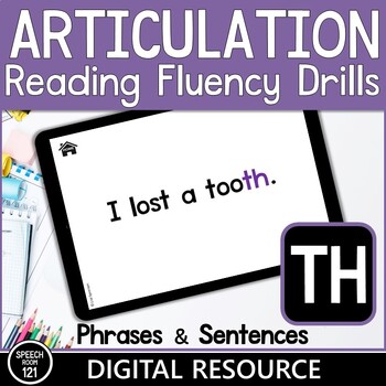 Preview of Articulation Reading Fluency Phrases and Sentences TH | Digital No Print Speech