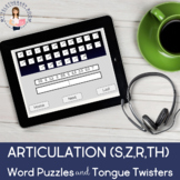 Articulation (S/Z,R,TH) Word Puzzles & Tongue Twisters