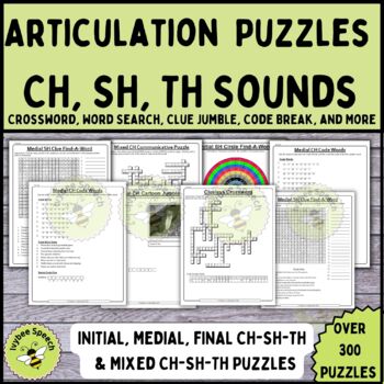 Preview of Articulation SH CH TH 300 Speech Therapy Puzzles Older Students