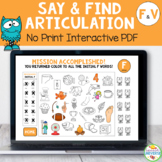 Articulation Say and Find NO-PRINT Activity for F and V