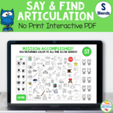Articulation Say and Find NO-PRINT for S-Blends