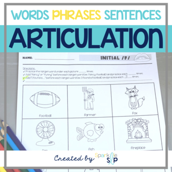 Preview of Articulation Sheets Homework Speech Therapy | Words, Phrases, & Sentences