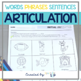 Articulation Sheets Homework Speech Therapy | Words, Phras