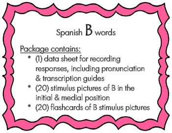 Preview of Articulation: Spanish B words