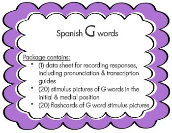 Preview of Articulation: Spanish G words