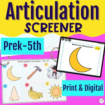 Preview of Quick Articulation Speech Screener For Preschool & Elementary SLPs - Digital Too