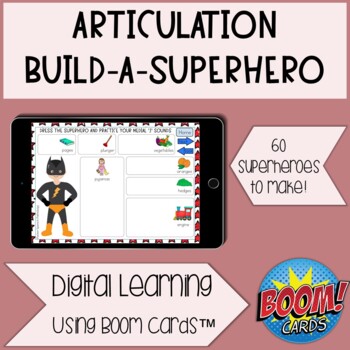 Preview of Articulation Speech Sound Boom Cards™ - Build-a-Superhero Digital Game for SLPs