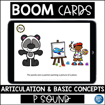 Preview of Articulation Speech Therapy Boom Cards for P Sound, Basic Concepts