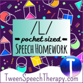 Articulation Speech Therapy Homework: Pocket Sized /L/