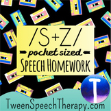Articulation Speech Therapy Homework: Pocket Sized /S/ & /Z/