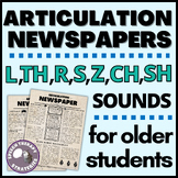 Articulation Activity Newspapers | TH, R, S, Z, L, CH, & S