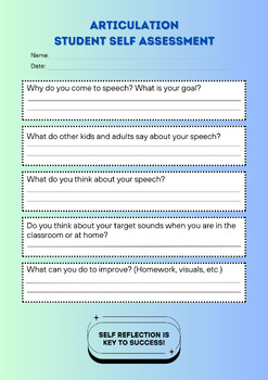 Preview of Articulation Student Self Assessment