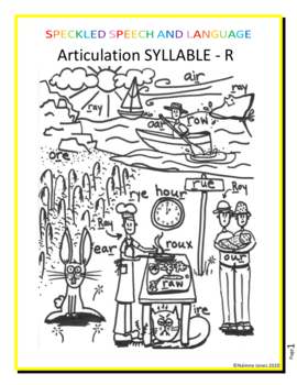 Preview of Articulation Syllable - R -  Syllable Words Search and Find Coloring Page 