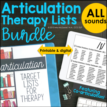 Preview of Articulation Therapy Lists BUNDLE For ALL Phonemes    Coarticulation