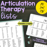 Articulation Therapy Lists for F , V & ZH Phonemes     Coa