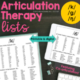 Articulation Therapy Lists for K , G & NG Phonemes    Coar