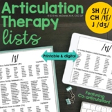 Articulation Therapy Lists for SH , CH & J Phonemes      C