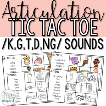 Preview of Articulation Game for Speech Therapy- Tic Tac Toe for /k g t d 'ng'/ sounds